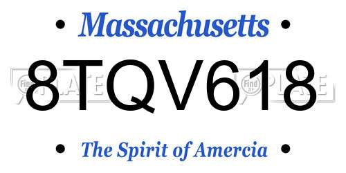 8TQV618 Massachusetts License Plate