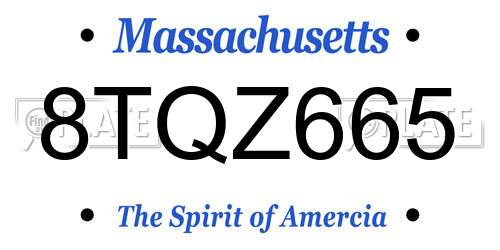 8TQZ665 Massachusetts License Plate