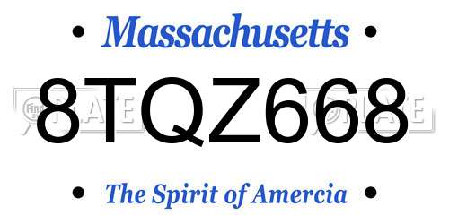 8TQZ668 Massachusetts License Plate