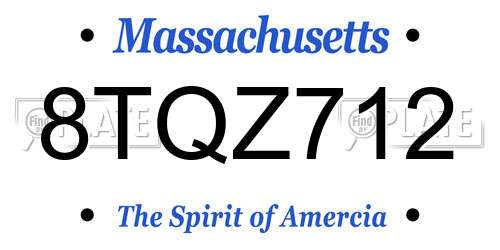 8TQZ712 Massachusetts License Plate