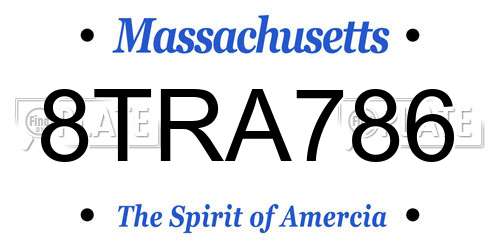 8TRA786 Massachusetts License Plate