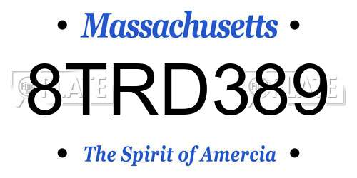 8TRD389 Massachusetts License Plate