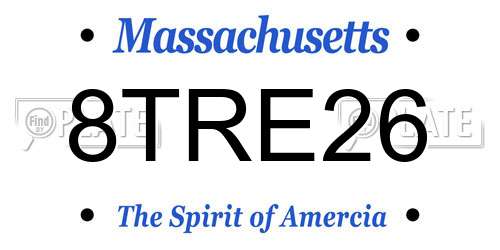 8TRE26 Massachusetts License Plate