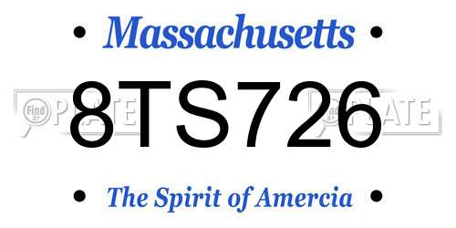 8TS726 Massachusetts License Plate