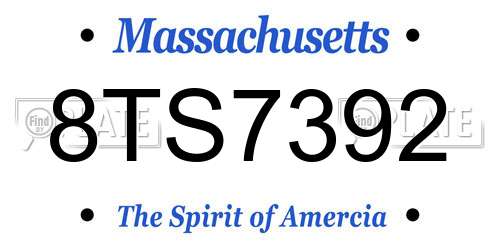 8TS7392 Massachusetts License Plate