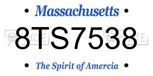 8TS7538 Massachusetts License Plate