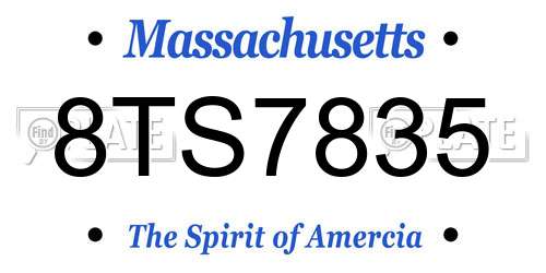 8TS7835 Massachusetts License Plate