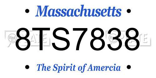 8TS7838 Massachusetts License Plate