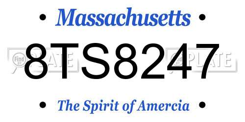 8TS8247 Massachusetts License Plate