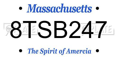 8TSB247 Massachusetts License Plate