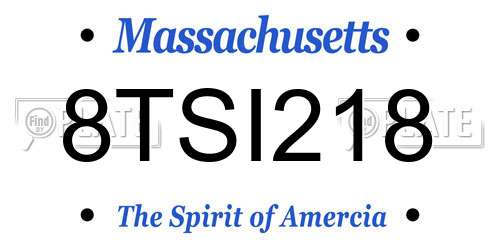 8TSI218 Massachusetts License Plate