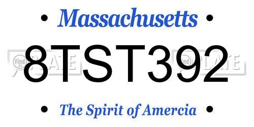 8TST392 Massachusetts License Plate
