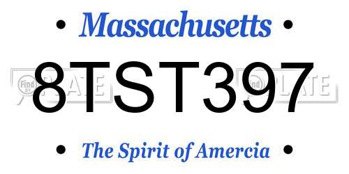 8TST397 Massachusetts License Plate