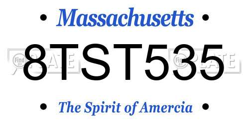8TST535 Massachusetts License Plate