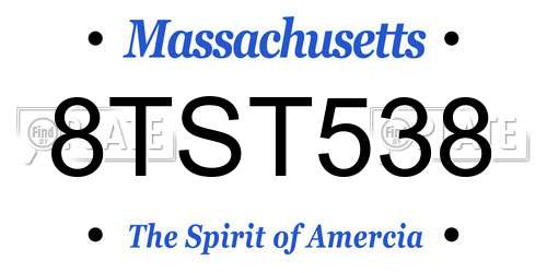 8TST538 Massachusetts License Plate