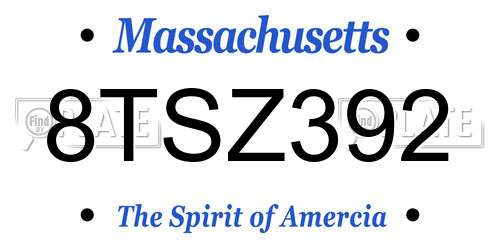 8TSZ392 Massachusetts License Plate