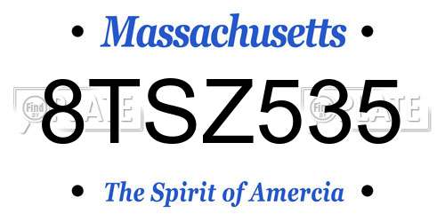 8TSZ535 Massachusetts License Plate