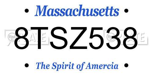 8TSZ538 Massachusetts License Plate