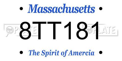 8TT181 Massachusetts License Plate