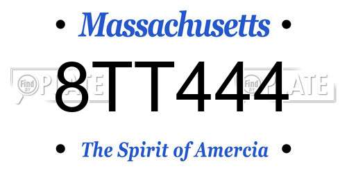 8TT444 Massachusetts License Plate