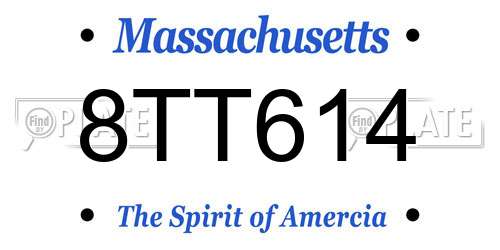 8TT614 Massachusetts License Plate