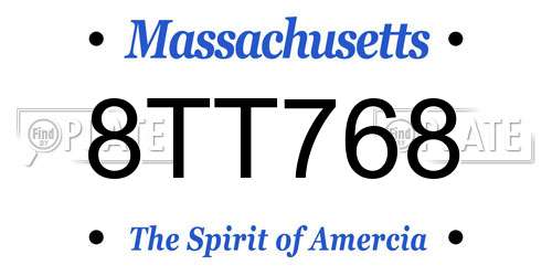 8TT768 Massachusetts License Plate