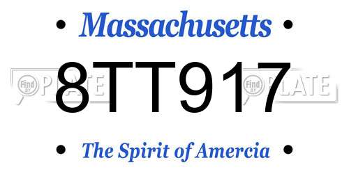 8TT917 Massachusetts License Plate