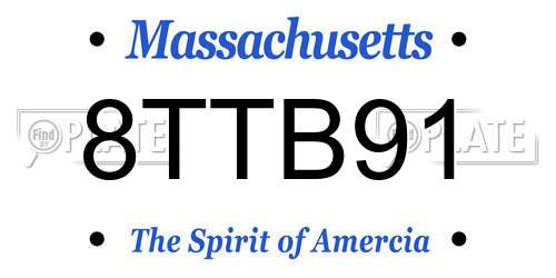 8TTB91 Massachusetts License Plate