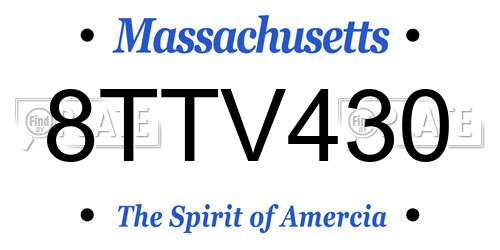 8TTV430 Massachusetts License Plate