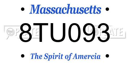 8TU093 Massachusetts License Plate