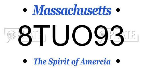 8TUO93 Massachusetts License Plate