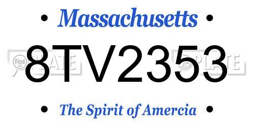 8TV2353 Massachusetts License Plate