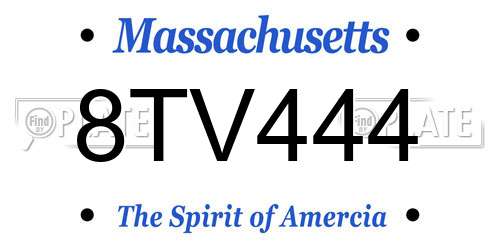 8TV444 Massachusetts License Plate