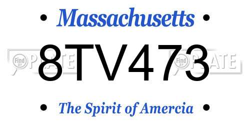 8TV473 Massachusetts License Plate