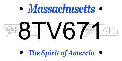 8TV671 Massachusetts License Plate
