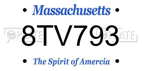 8TV793 Massachusetts License Plate