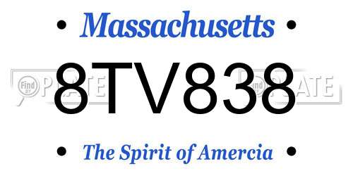 8TV838 Massachusetts License Plate
