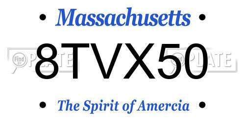 8TVX50 Massachusetts License Plate
