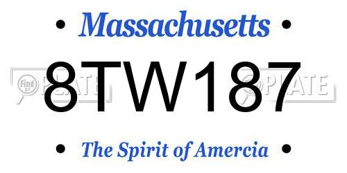 8TW187 Massachusetts License Plate