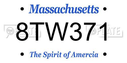 8TW371 Massachusetts License Plate