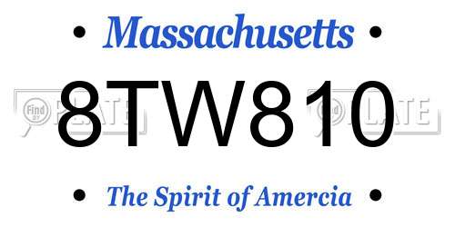 8TW810 Massachusetts License Plate