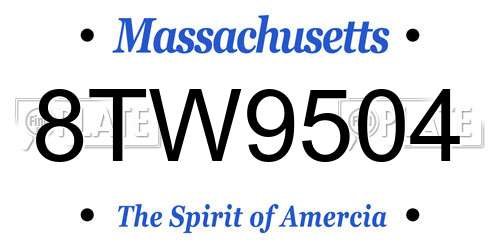 8TW9504 Massachusetts License Plate
