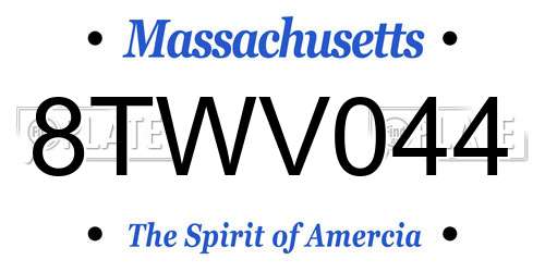 8TWV044 Massachusetts License Plate