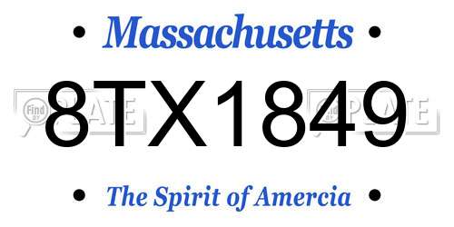 8TX1849 Massachusetts License Plate