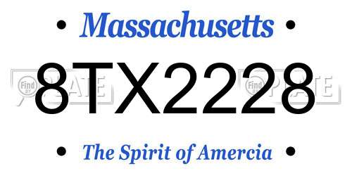 8TX2228 Massachusetts License Plate