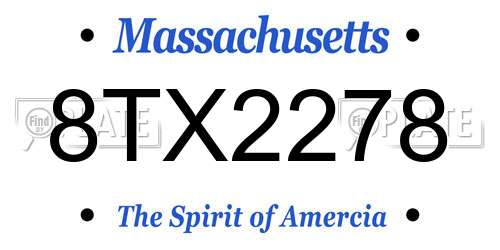 8TX2278 Massachusetts License Plate