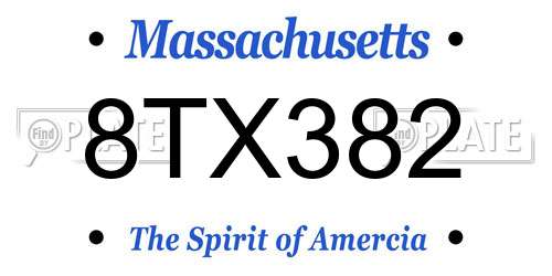 8TX382 Massachusetts License Plate