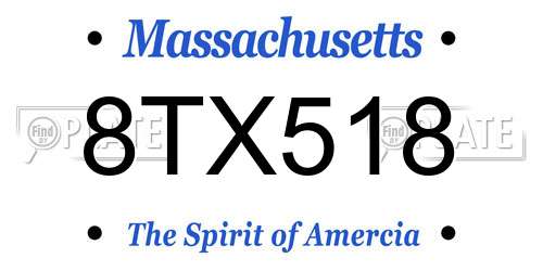 8TX518 Massachusetts License Plate