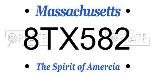 8TX582 Massachusetts License Plate