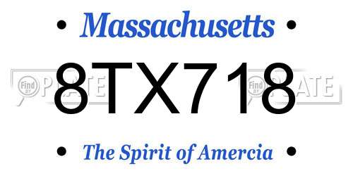 8TX718 Massachusetts License Plate